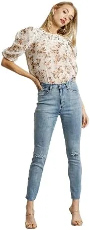 Джинсы скинни с потертостями Denim