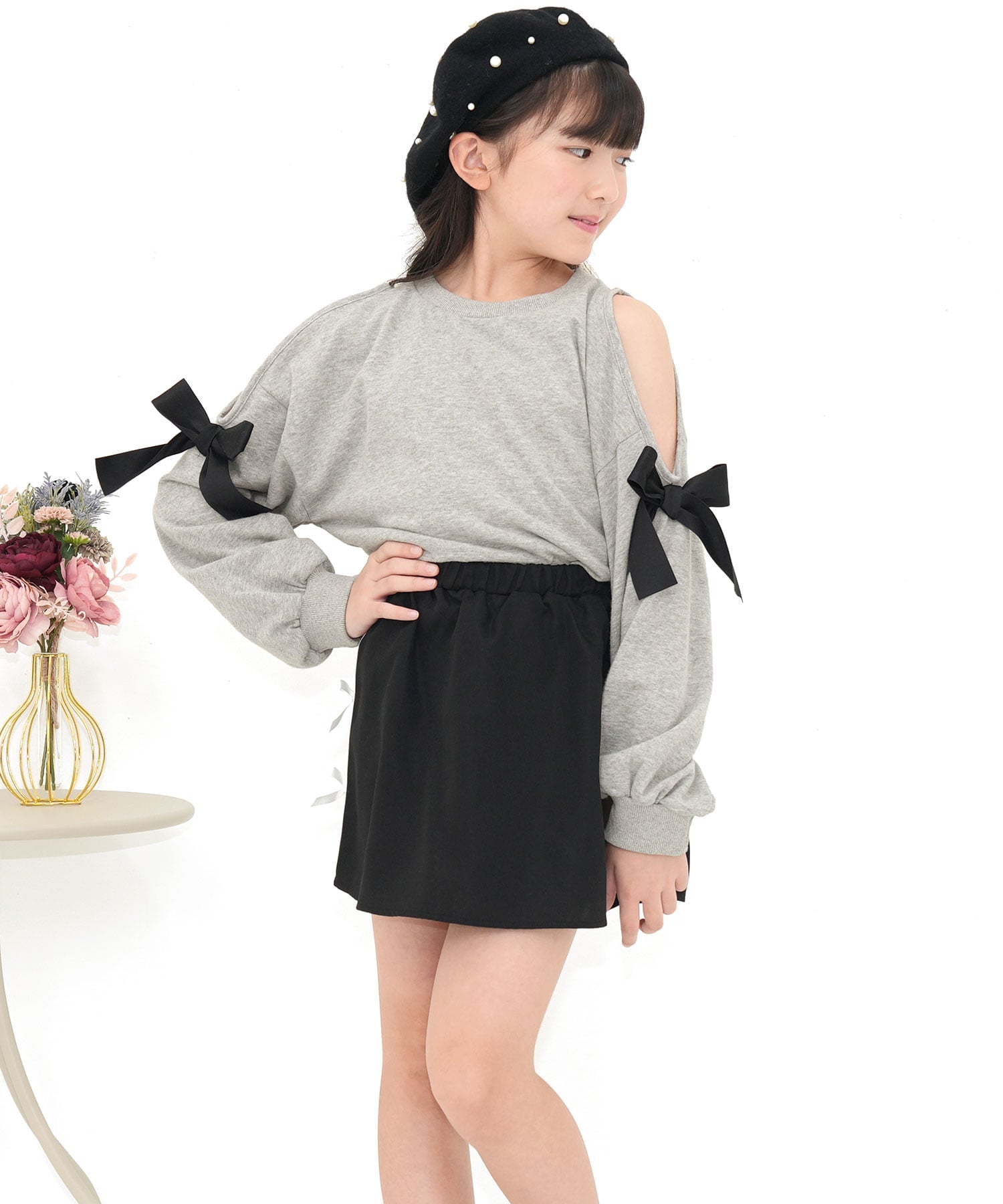 Укороченный топ с лентой, однотонный, для девочек, Bee Bee, Heather Gray — фото 2