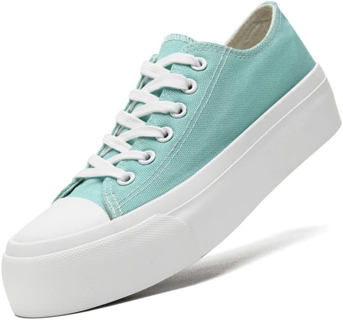 

Платформенные кеды для женщин и мужчин, низкие тканевые туфли для женщин, классические кеды на шнуровке, повседневные кроссовки для тенниса и прогулок Xraehni, светло-зеленый