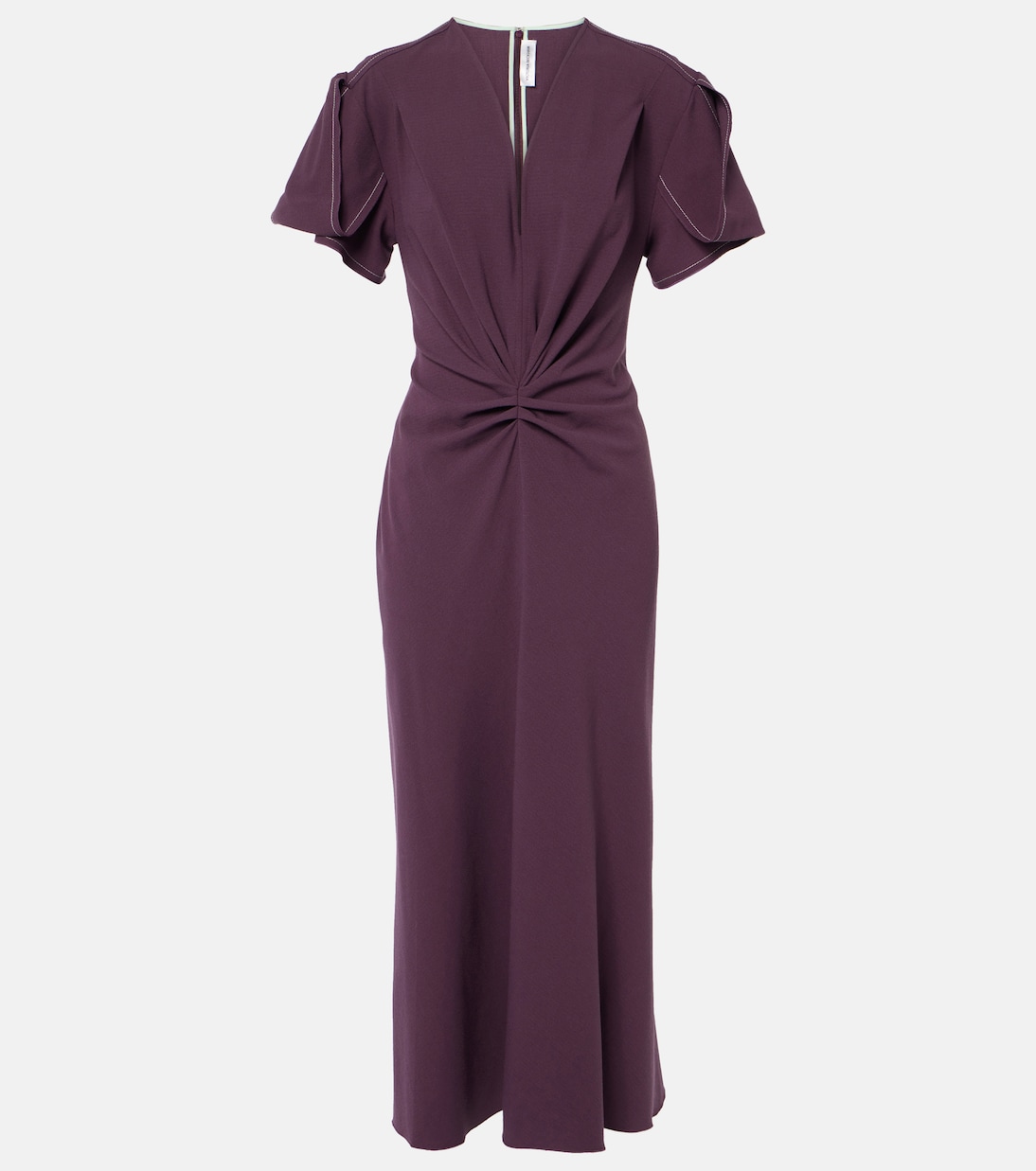 

Платье миди из смесовой шерсти со сборками Victoria Beckham, Fig