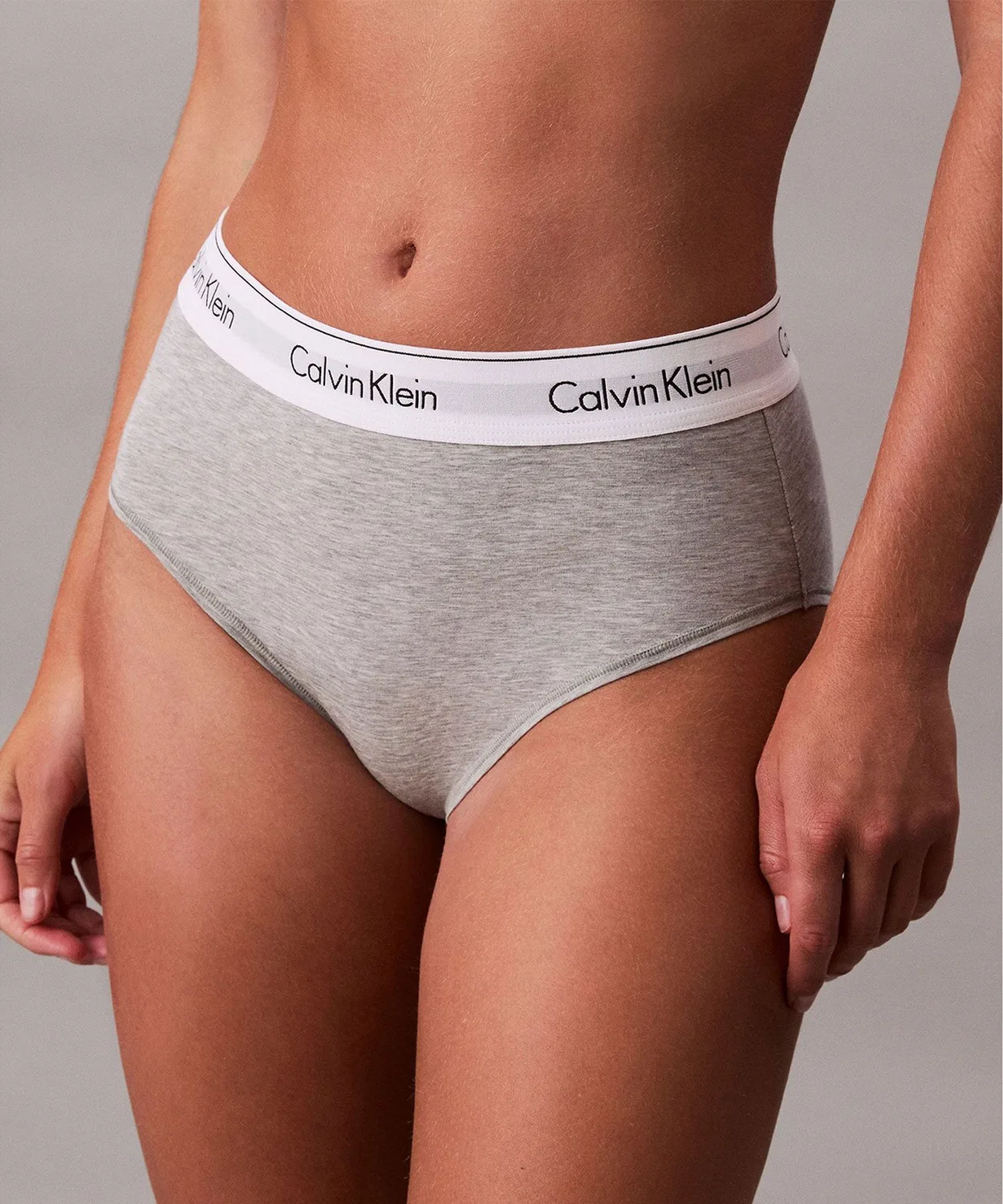 Бикини трусы Calvin Klein Icon Cotton высокие хлопковые светло-серые