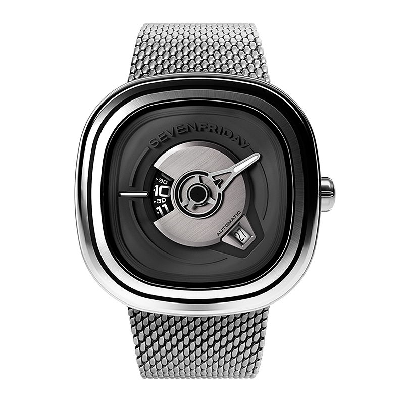 

SEVENFRIDAY Часы PE Collection Automatic Mechanical Movement Men's Watch Watch Black Dial Stainless Steel Watchband, PE1/01M Black Dial