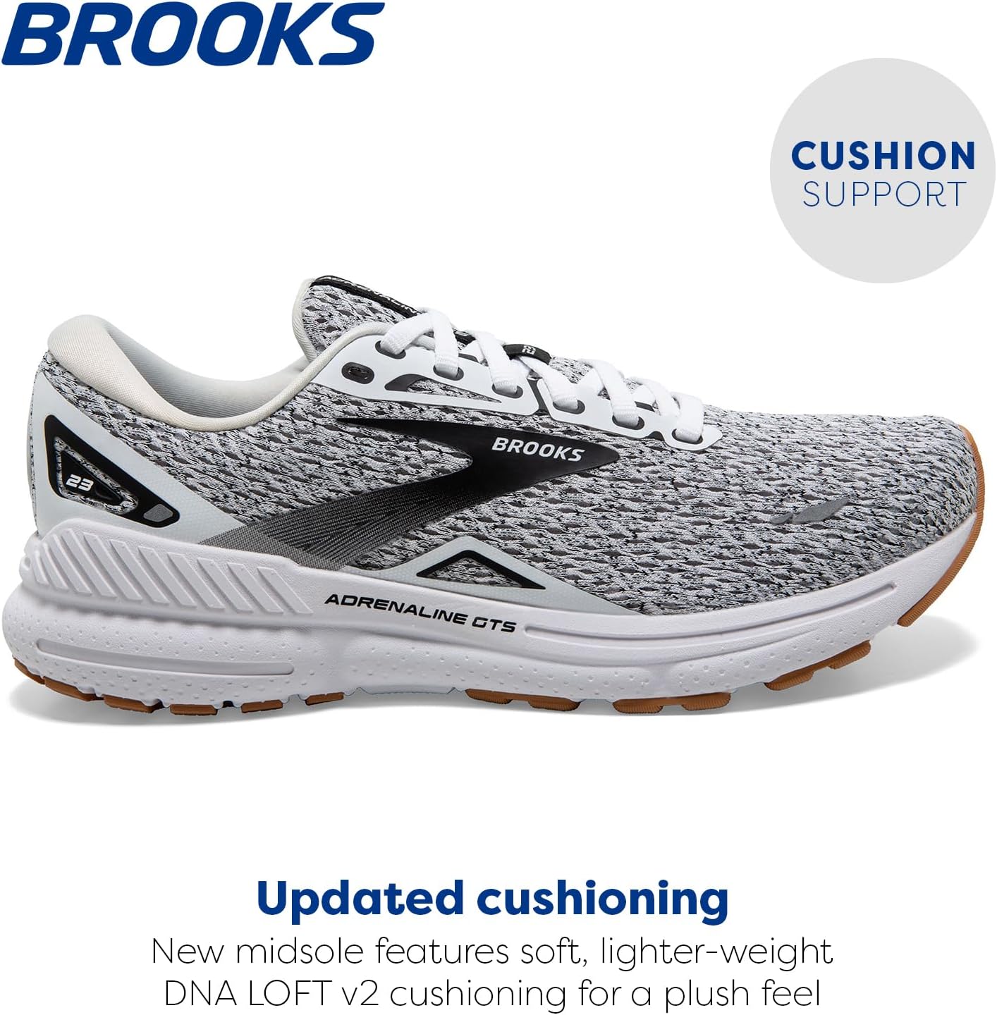 Мужские беговые кроссовки Brooks Adrenaline GTS 23 с поддержкой, белый/черный — фото 2