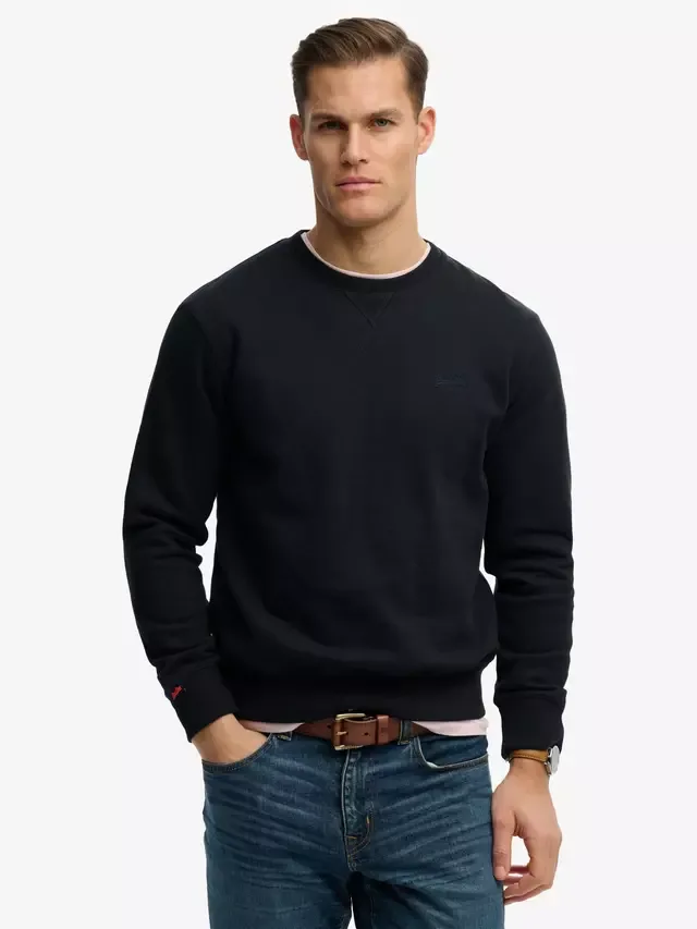 Хлопковая толстовка с круглым вырезом и логотипом, темно-синяя (Eclipse Navy) Superdry