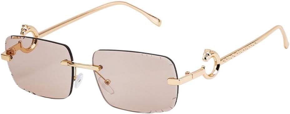 

Солнцезащитные очки в прямоугольной оправе для мужчин и женщин, роскошные винтажные солнцезащитные очки без оправы для мужчин, ретро металлические очки LVTFCO, C5brown