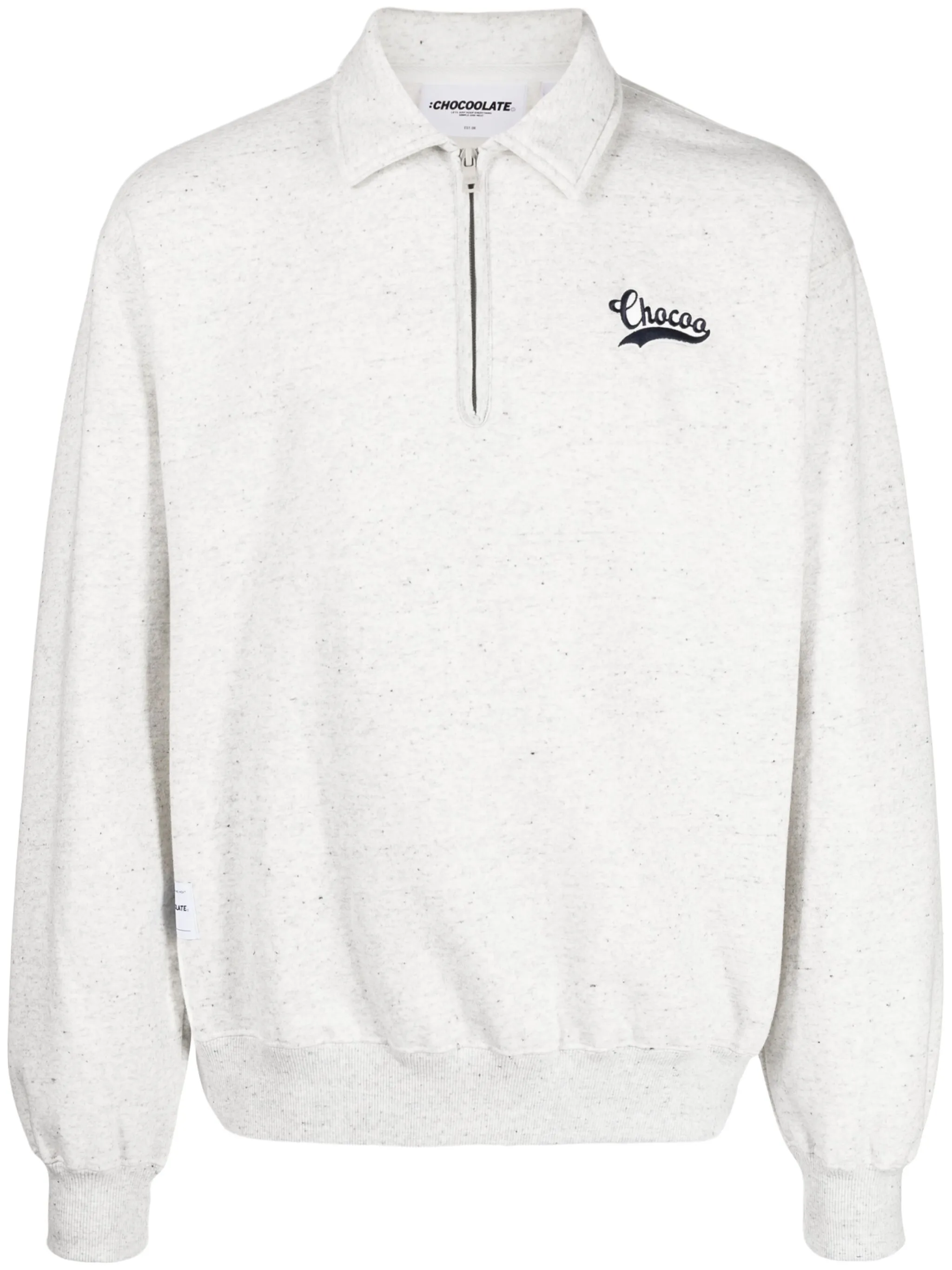

Толстовка с воротником поло и вышитым логотипом Chocoolate, серый