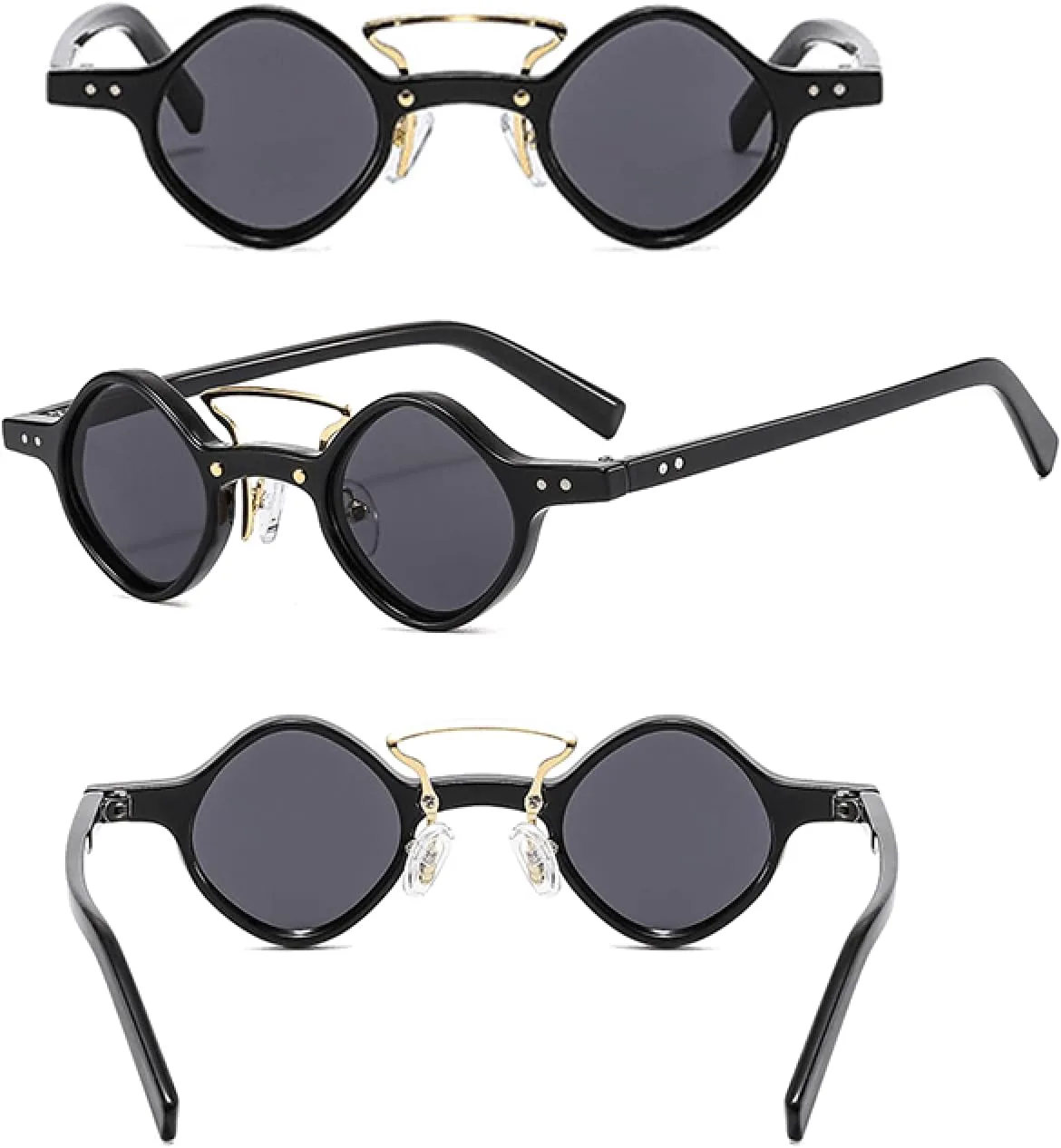 

Маленькие круглые солнцезащитные очки для мужчин и женщин в стиле стимпанк, с двойным градиентом, для вождения, защита от УФ-излучения UV400 DSVIGF, Blackleo Red