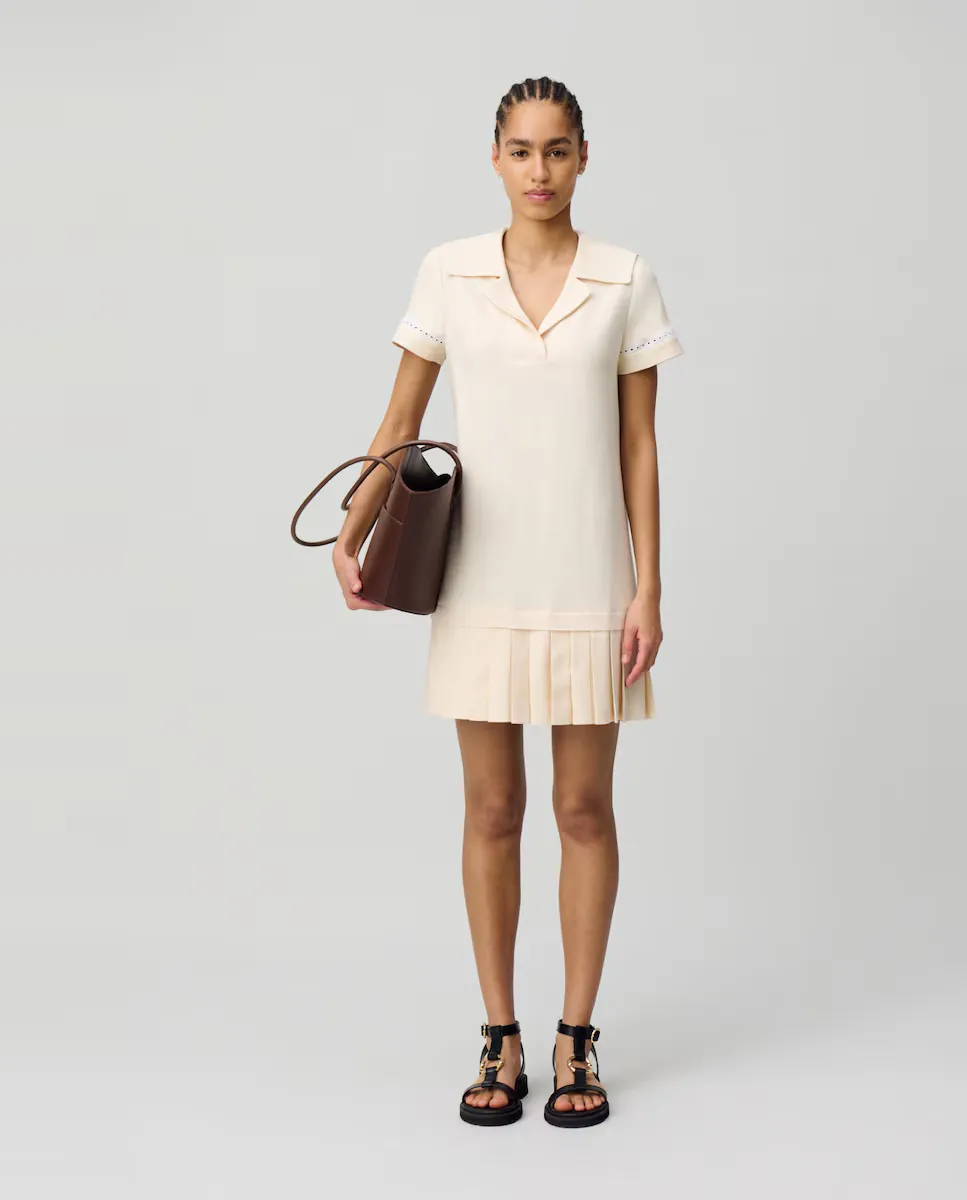 

Короткое платье с плиссированной юбкой Claudie Pierlot, бежевый