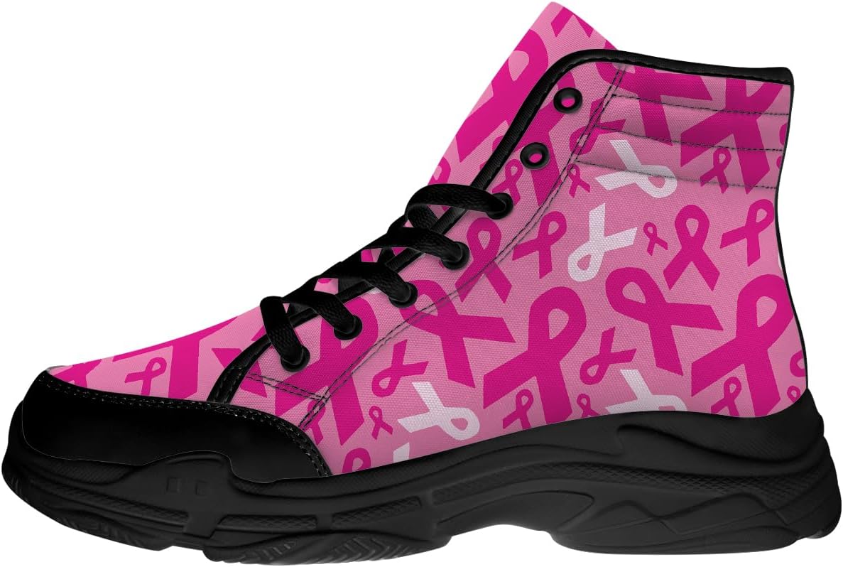 

Кеды на шнуровке высокие для женщин и мужчин с принтом «Рак груди», подарки для нее и него Quorax, розовый