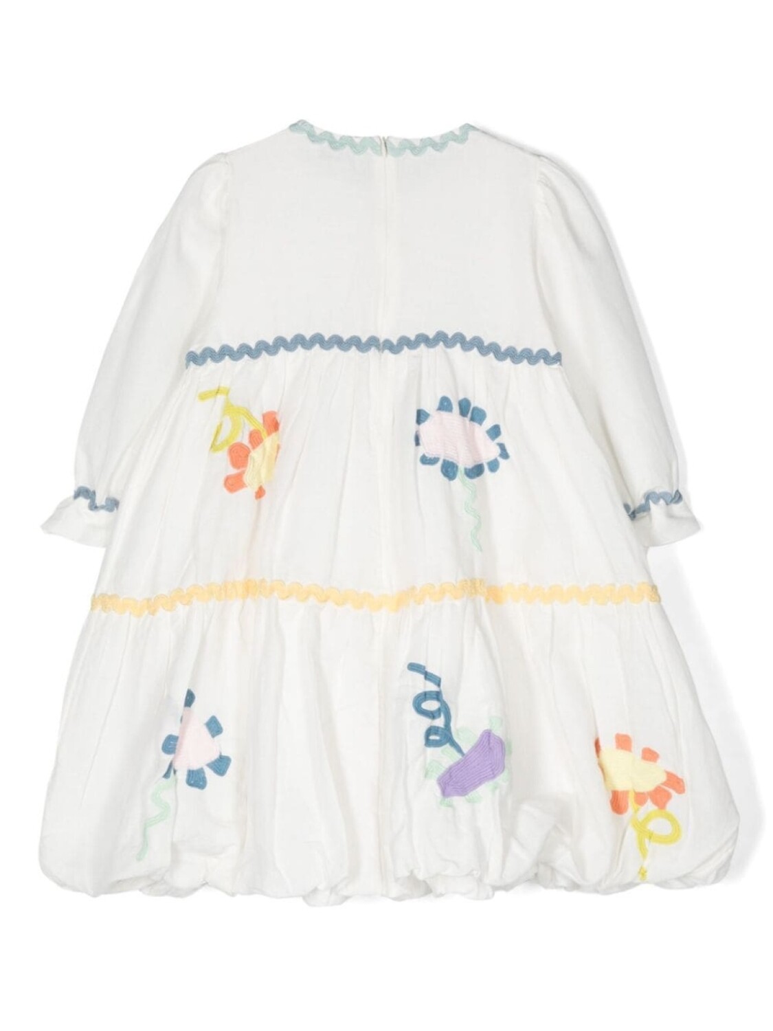 Stella McCartney Kids льняное платье с цветочной вышивкой, белый — фото 2