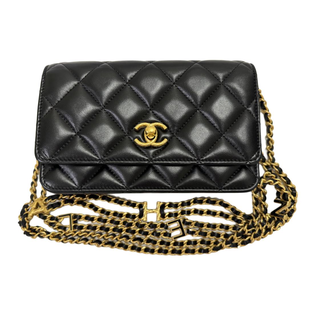 

CHANEL Двойная цепочка через плечо женская черная сумка