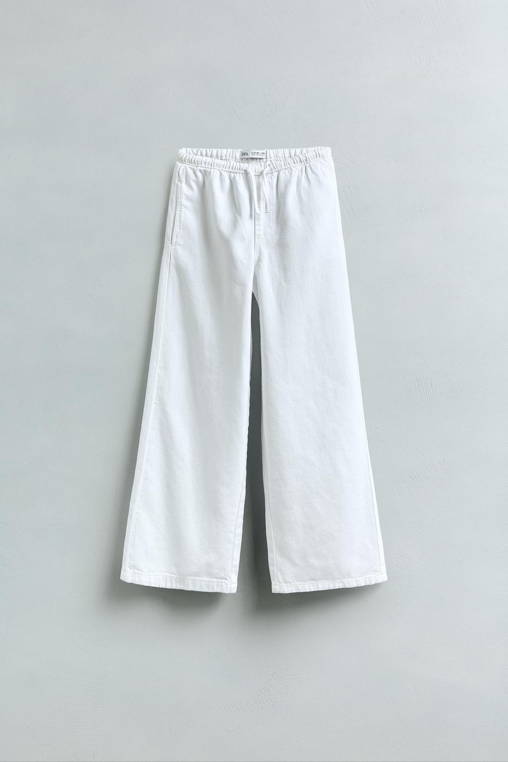 

Широкие джинсы на завязках ZARA, белый