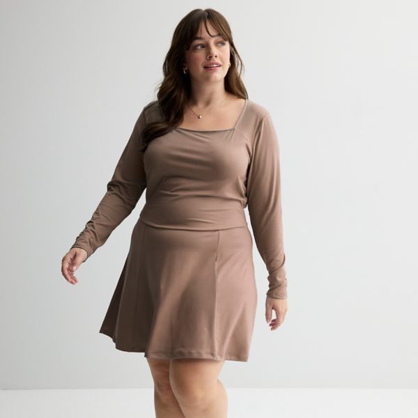 

Платье-мини с длинными рукавами для юниоров больших размеров So, цвет heirloom brown