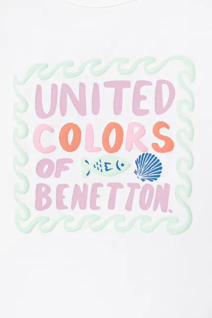Топ детский хлопковый United Colors of Benetton, белый — фото 3