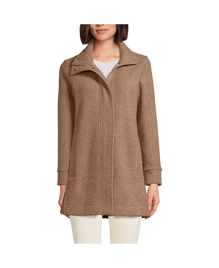 

Женское пальто из флиса Petite Boucle Lands' End, коричневый
