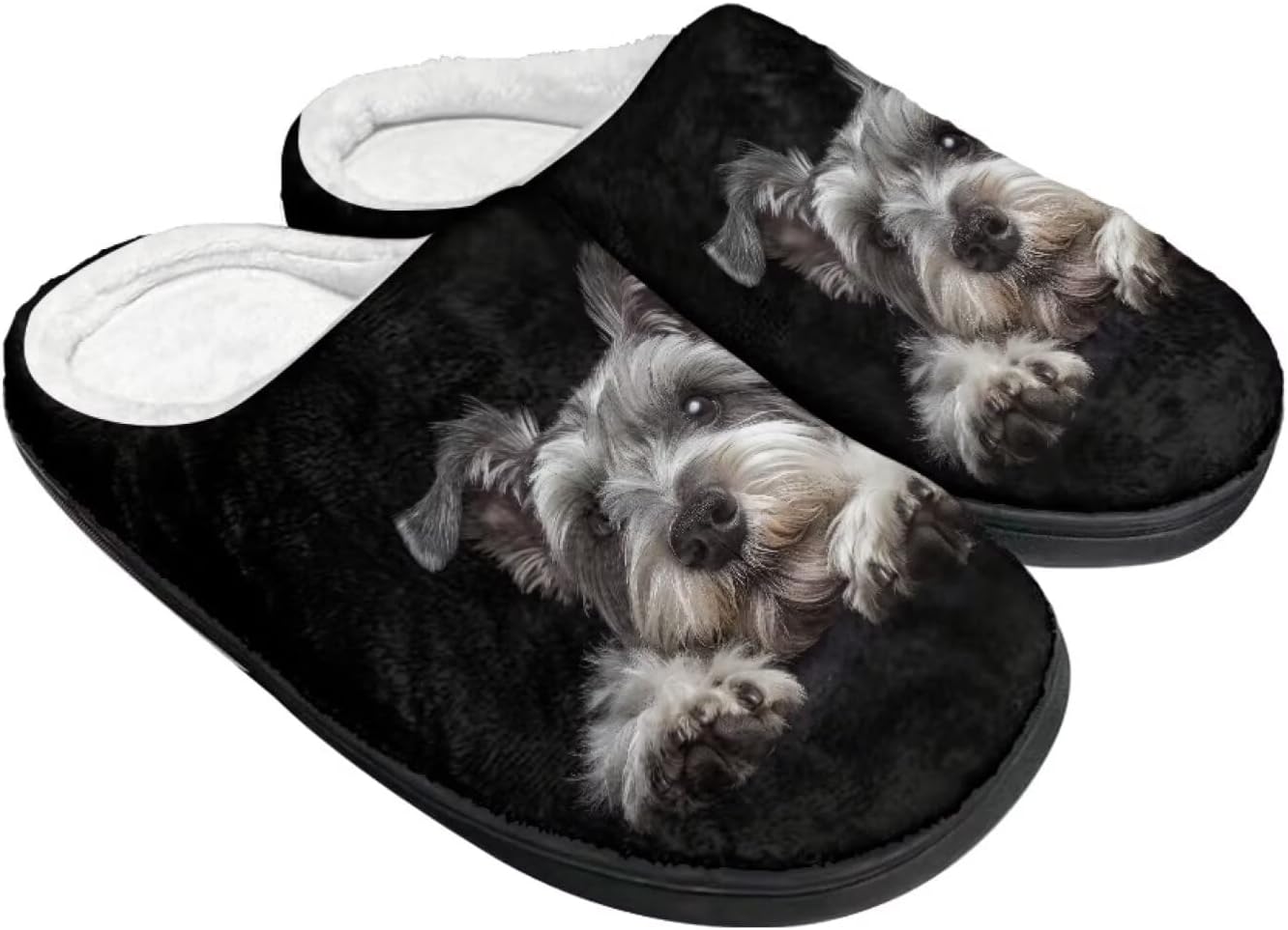 

Теплые плюшевые тапочки из фланели, уютные домашние тапочки для женщин и мужчин с противоскользящей подошвой Wanzuoeng, черный/серый