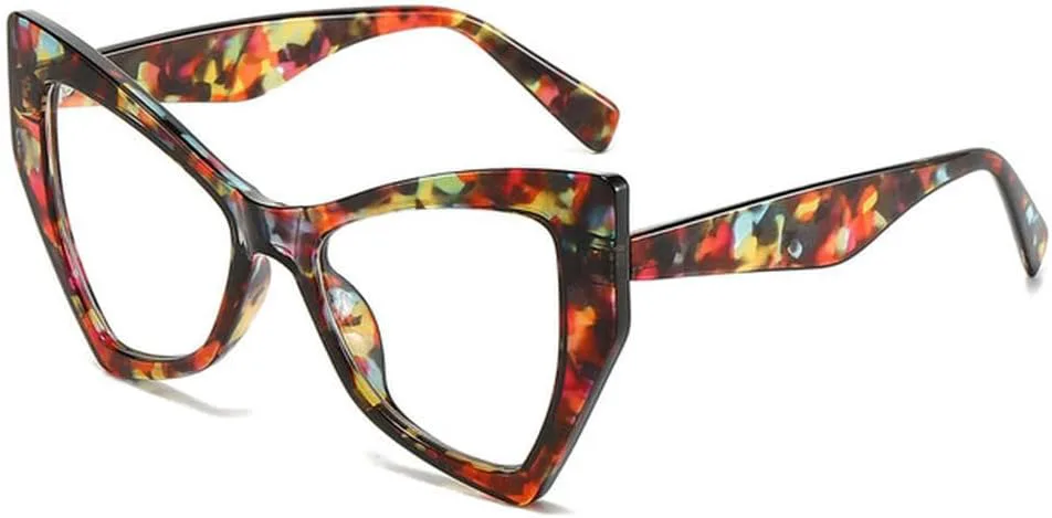 

Стереоскопические женские солнцезащитные очки «кошачий глаз» с цветочным принтом, плоские зеркальные линзы, защита от солнца UV400, SUN2896 Generic, Red Flower Clear