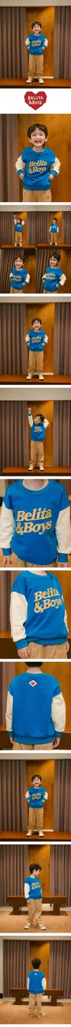 Детский свитшот с цветными блоками и логотипом Belita синий от Belita&Boys — фото 2