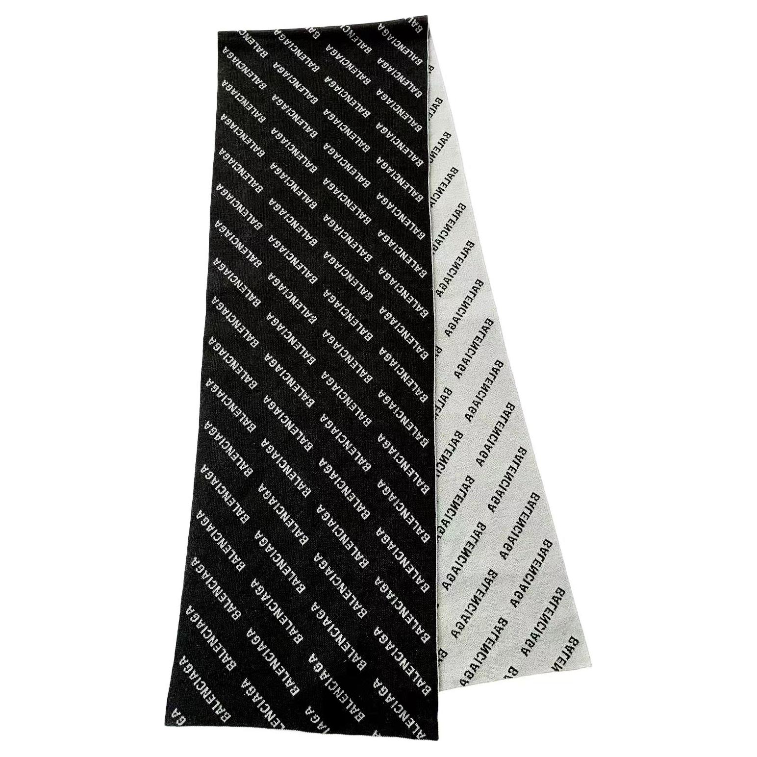 

Balenciaga Шерстяной вязаный шарф унисекс серо-черный двусторонний, Gray Black Double-Sided