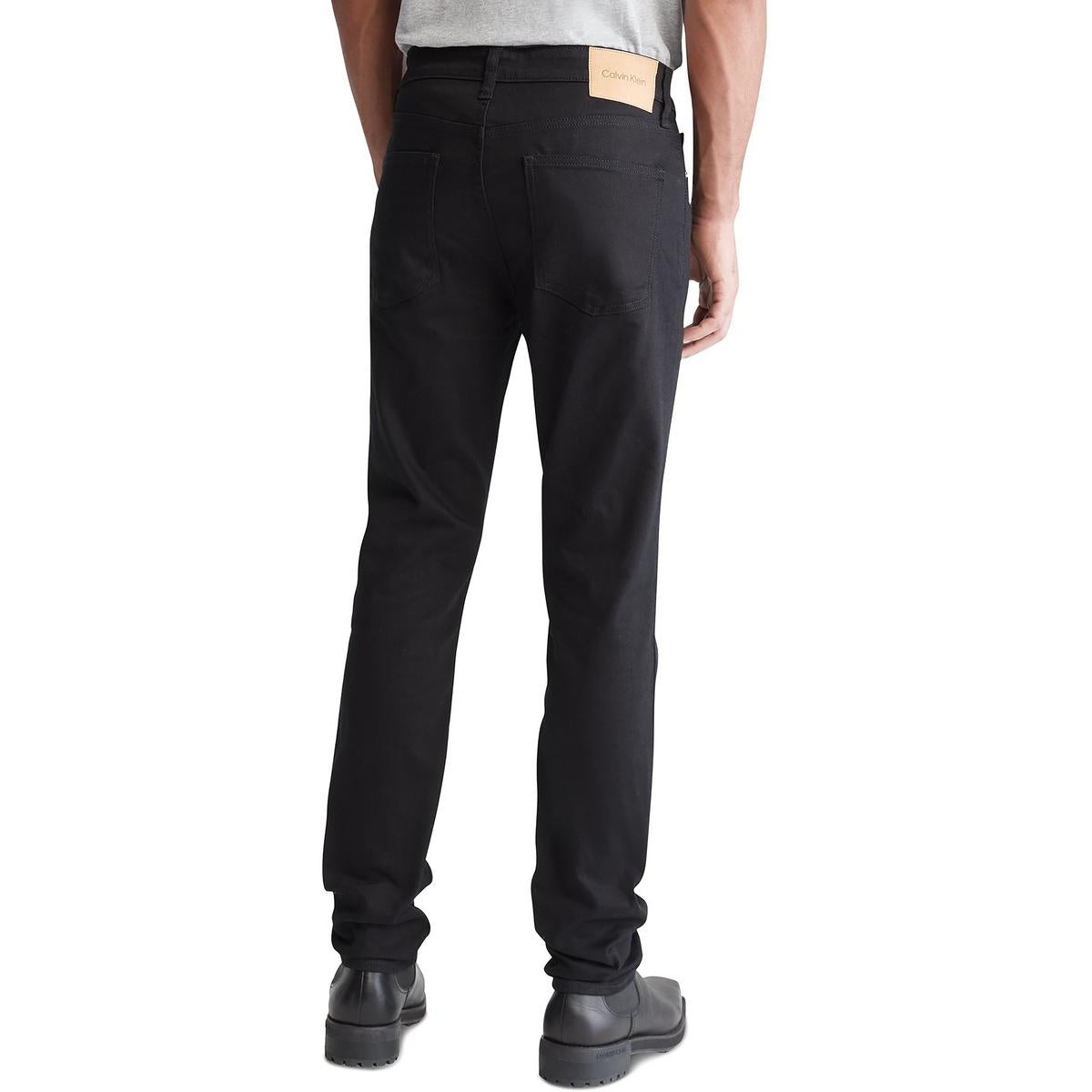 

Мужские однотонные узкие джинсы из денима Calvin Klein, цвет forever black