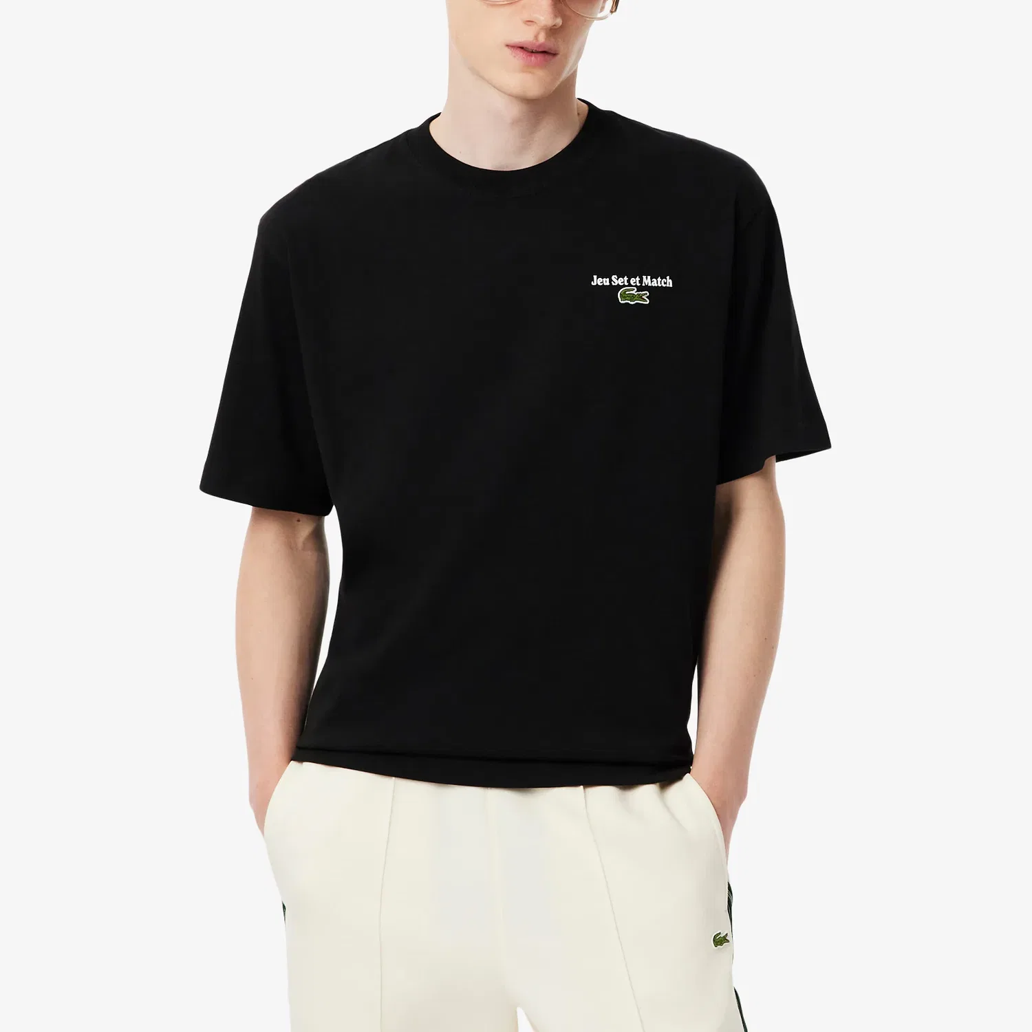Футболка с вышитым логотипом LACOSTE, Black — фото 3