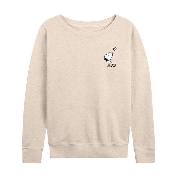 

Женская футболка с длинным рукавом French Terry с принтом Peanuts Snoopy Heart Licensed Character, Beige