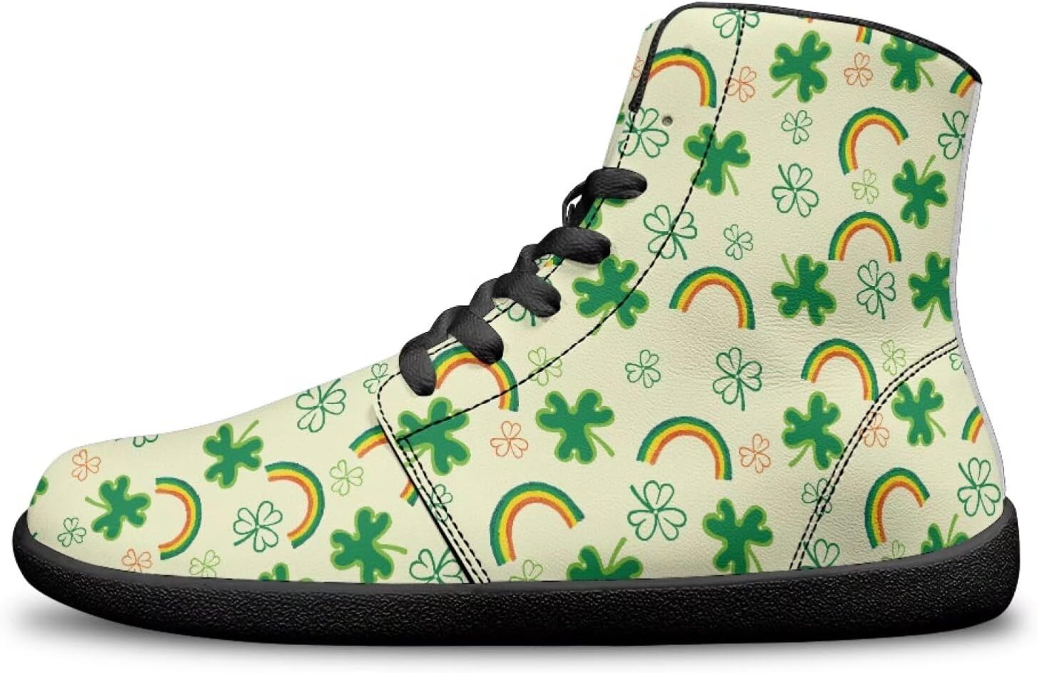 

Женские босоножки Binienty Men с широким носком, обувь для отдыха, высокие кеды из ПУ с нулевым перепадом для ходьбы и походов, St. Patrick's Rainbow Leaf