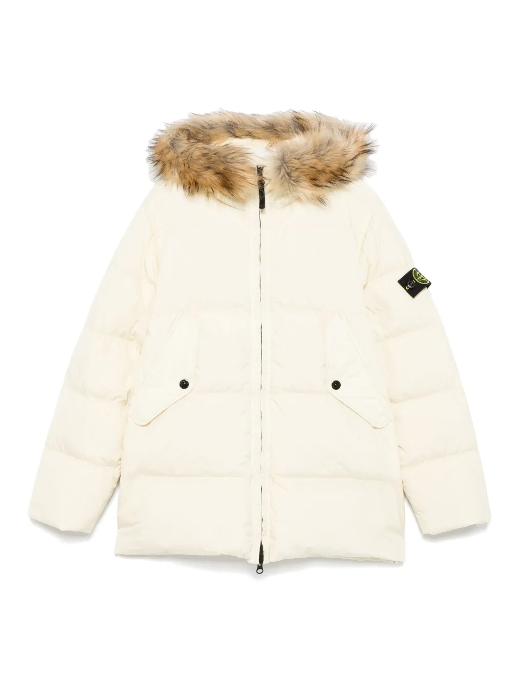 

Пуховик с меховой отделкой Stone Island Junior, нейтральный
