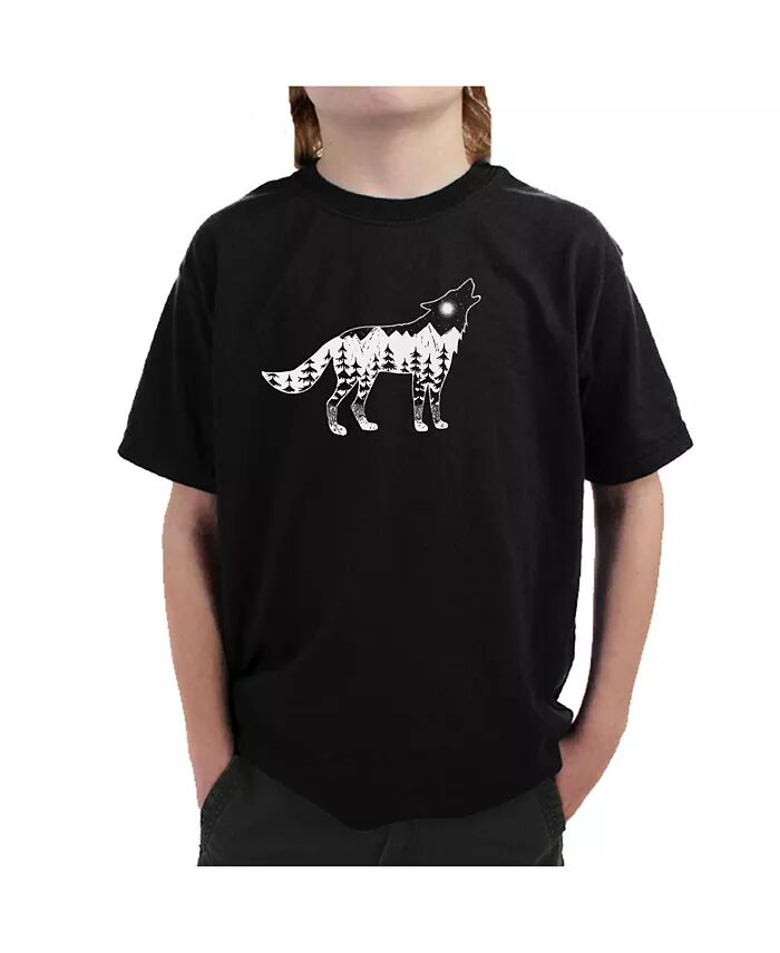 

Футболка Big Boy's Word Art - Howling Wolf LA Pop Art, черный