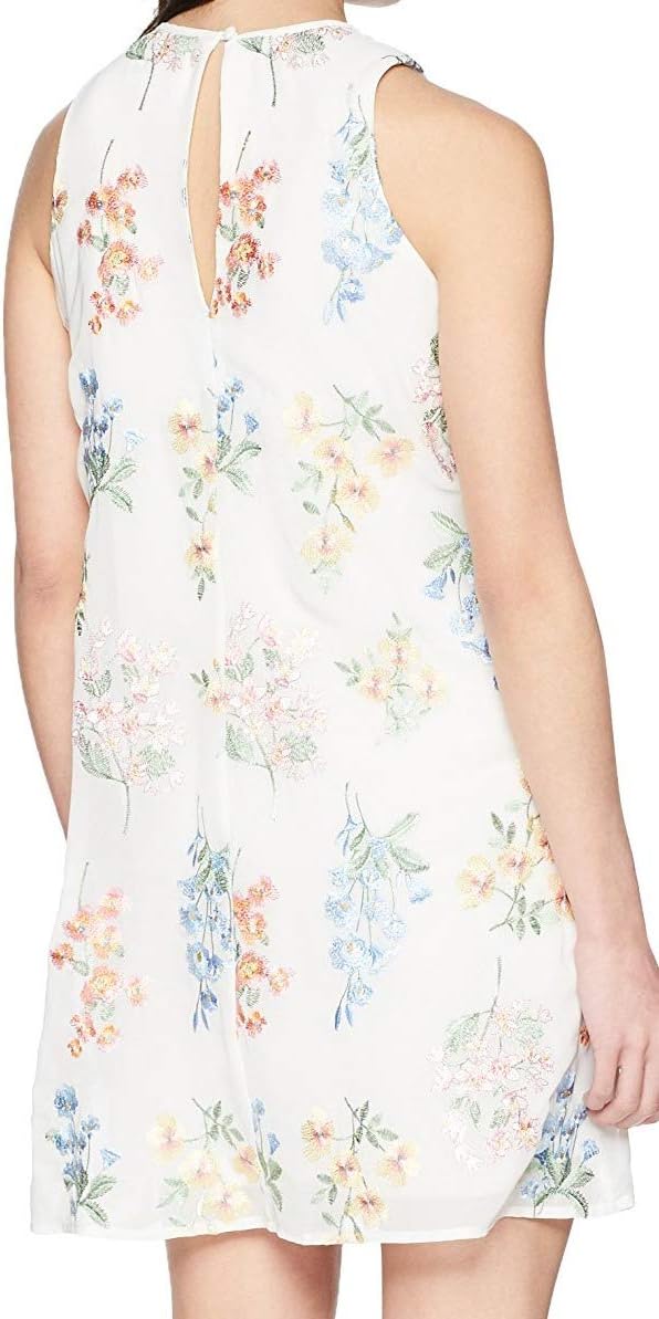 Женское платье-трапеция Calvin Klein Petite из шифона с цветочной вышивкой, White/Multi — фото 2