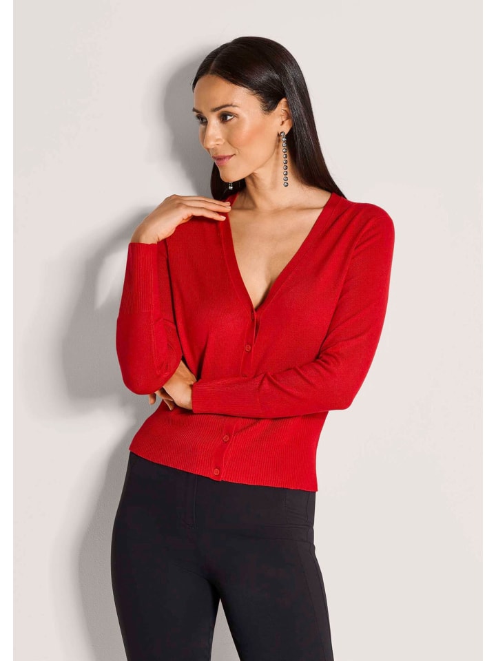

MADELEINE Элегантный вискозный кардиган с застежкой на пуговицы, красного цвета