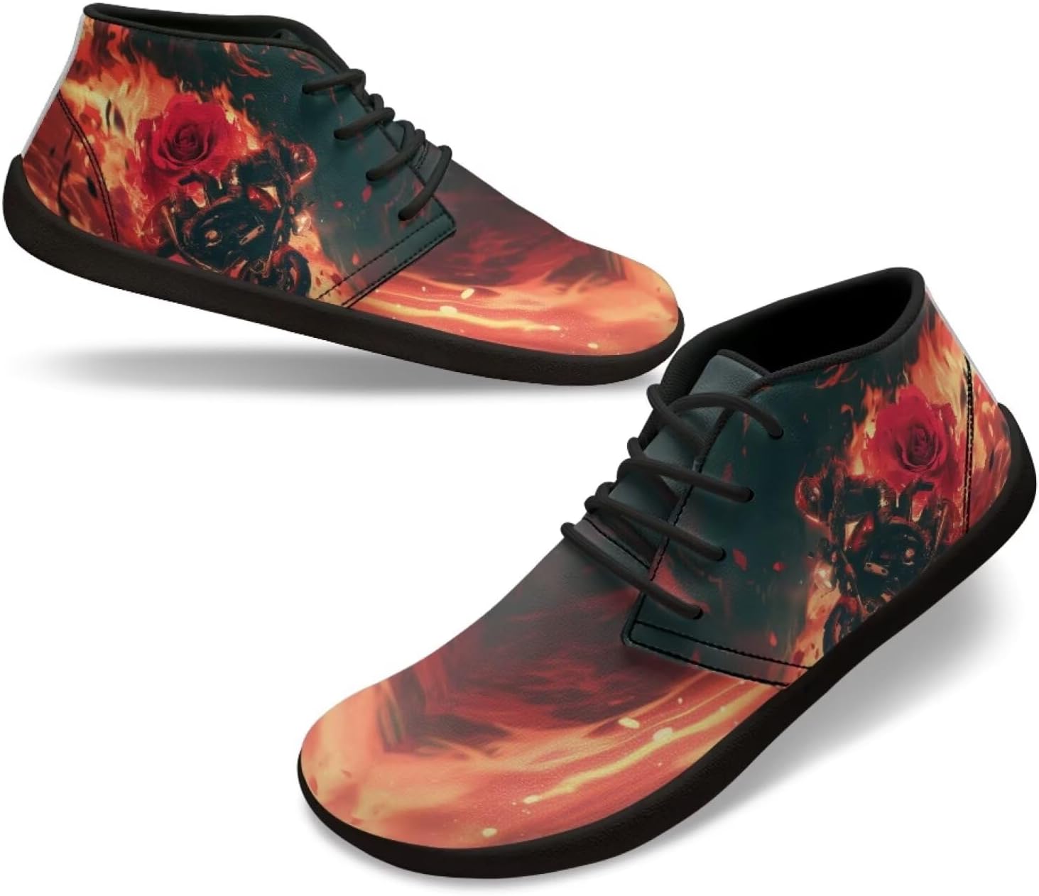 

Мужские кроссовки для ходьбы босиком, с широким носком, стильные, с нескользящей подошвой и нулевым перепадом высоты Xixirimido, Locomotive Rose Flower