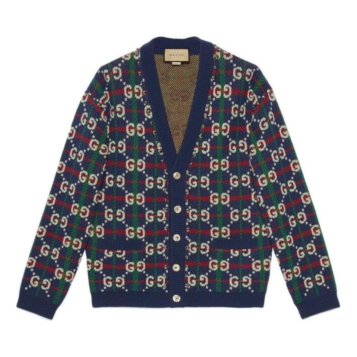 

Кардиган Gucci GG Check Knit Wool Cardigan 'Blue White' 716334-XKCOZ-4804, синий