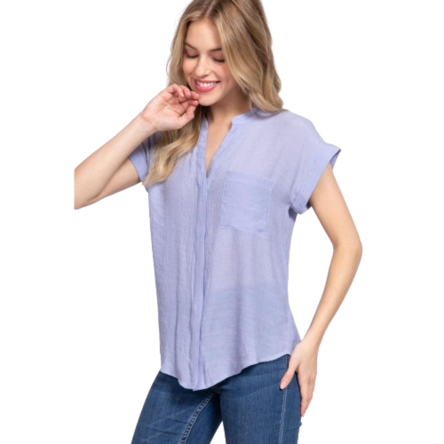 

Тканый топ Dolman Slv на пуговицах FASHNZFAB, синий