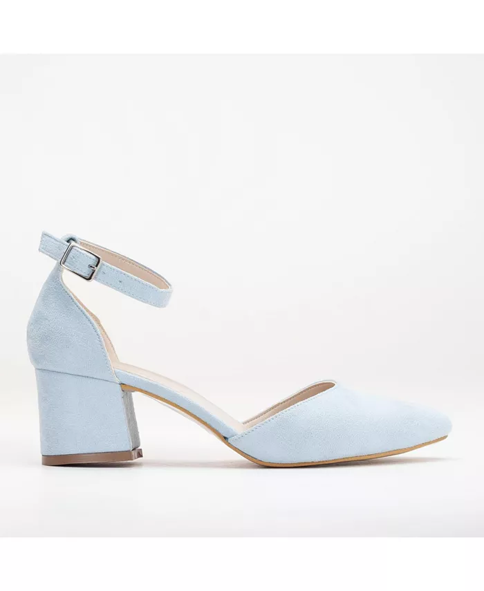 Туфли Miranda на низком каблуке с жемчугом Forever & Always Shoes, синий — фото 3