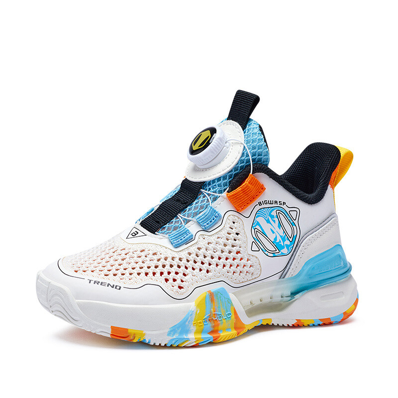 Кроссовки BIG WASP Kids Basketball Shoes Kids Mid-top, бежевый/синий — фото 4