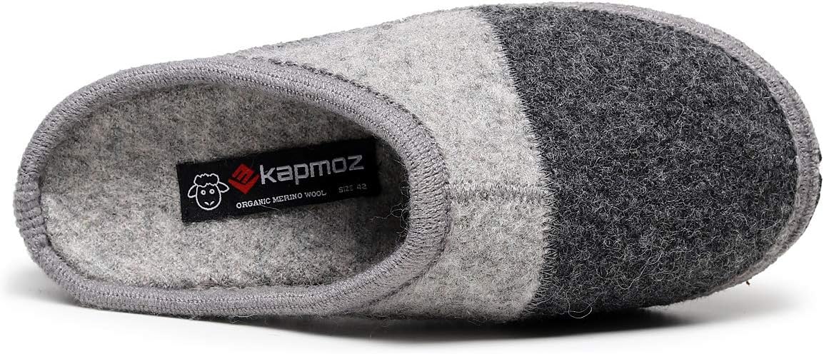 Мужские домашние тапочки LE KAPMOZ из вареной шерсти, дышащие, теплые зимние, на молнии, для дома и улицы, женские, двухцветные с закрытым носком, серый — фото 4