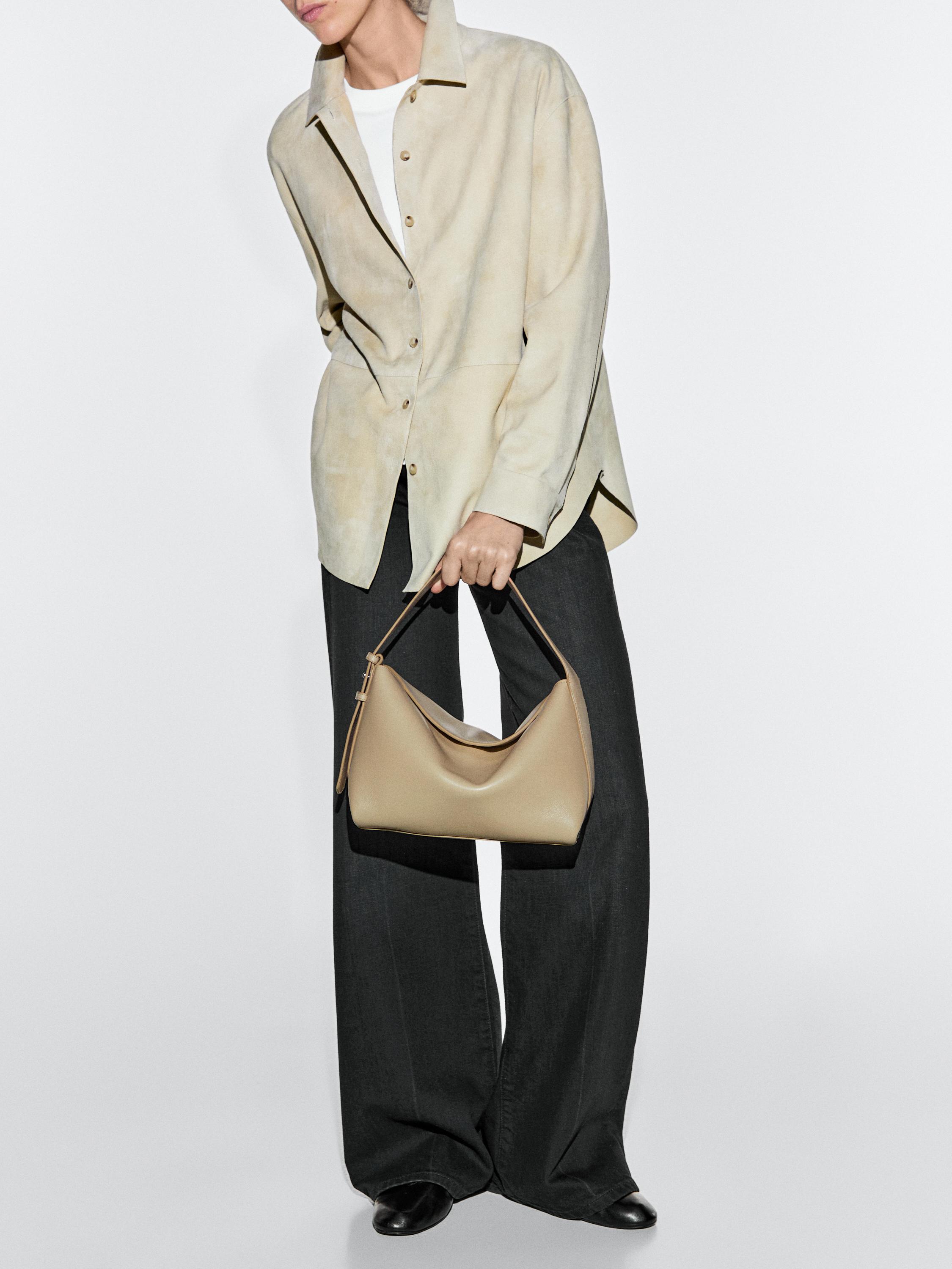 

Маленькая наплечная сумка из кожи наппа Massimo Dutti, sand