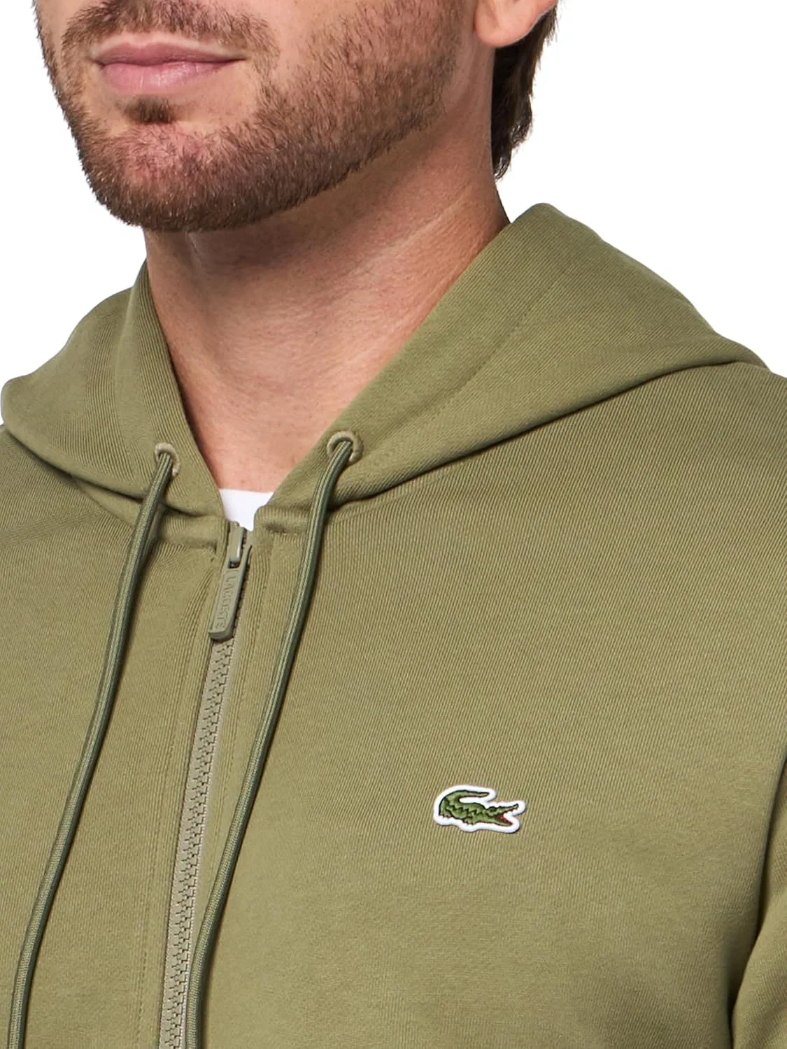 Флисовая кофта на молнии Lacoste, хаки — фото 3