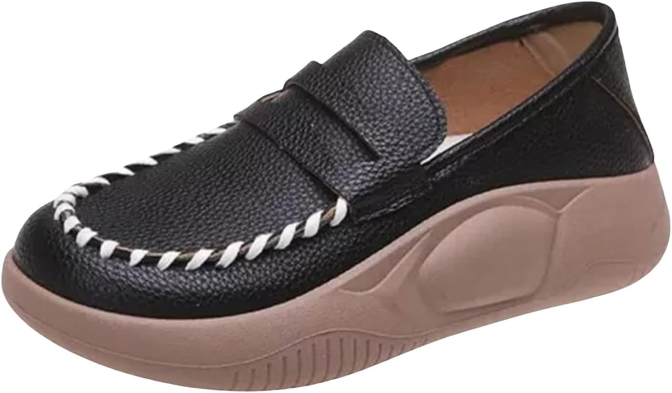 

Женские лоферы Легкие слипоны Лоферы с плоской подошвой Низкие Мягкая утолщенная подошва Нескользящие кроссовки Удобная обувь с круглым носком Винтажные прогулочные туфли Wabkderpu, черный