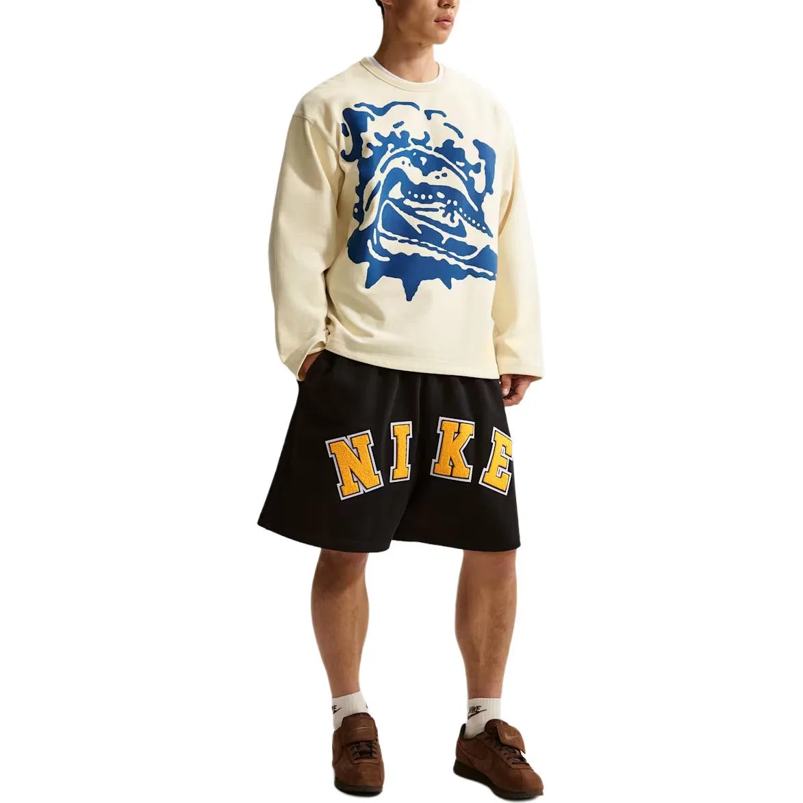 Свитшот мужской Nike Life Midweight Crew Coconut Milk/Royal Blue — фото 3