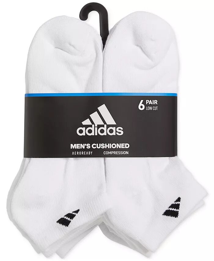 Мужские мягкие спортивные носки, 6 пар, низкая посадка adidas, белый — фото 3