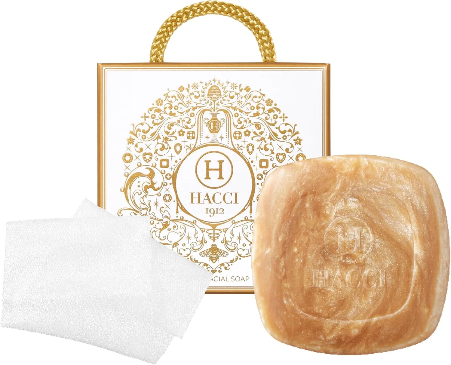 Мыло для лица с медом Hacci, 80 г, с сеткой для пены