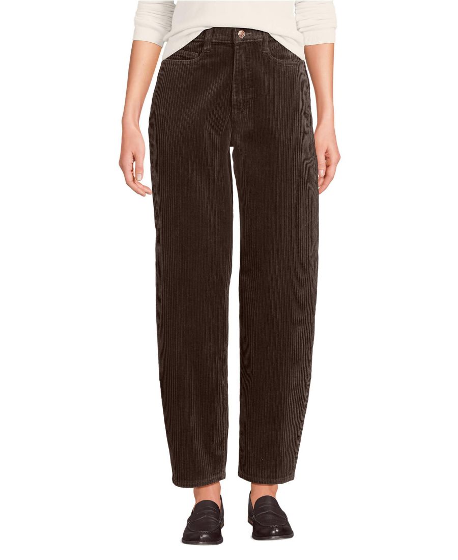 

Женские вельветовые брюки с высокой посадкой, широкими штанинами и длиной до щиколотки Lands' End, Rich coffee