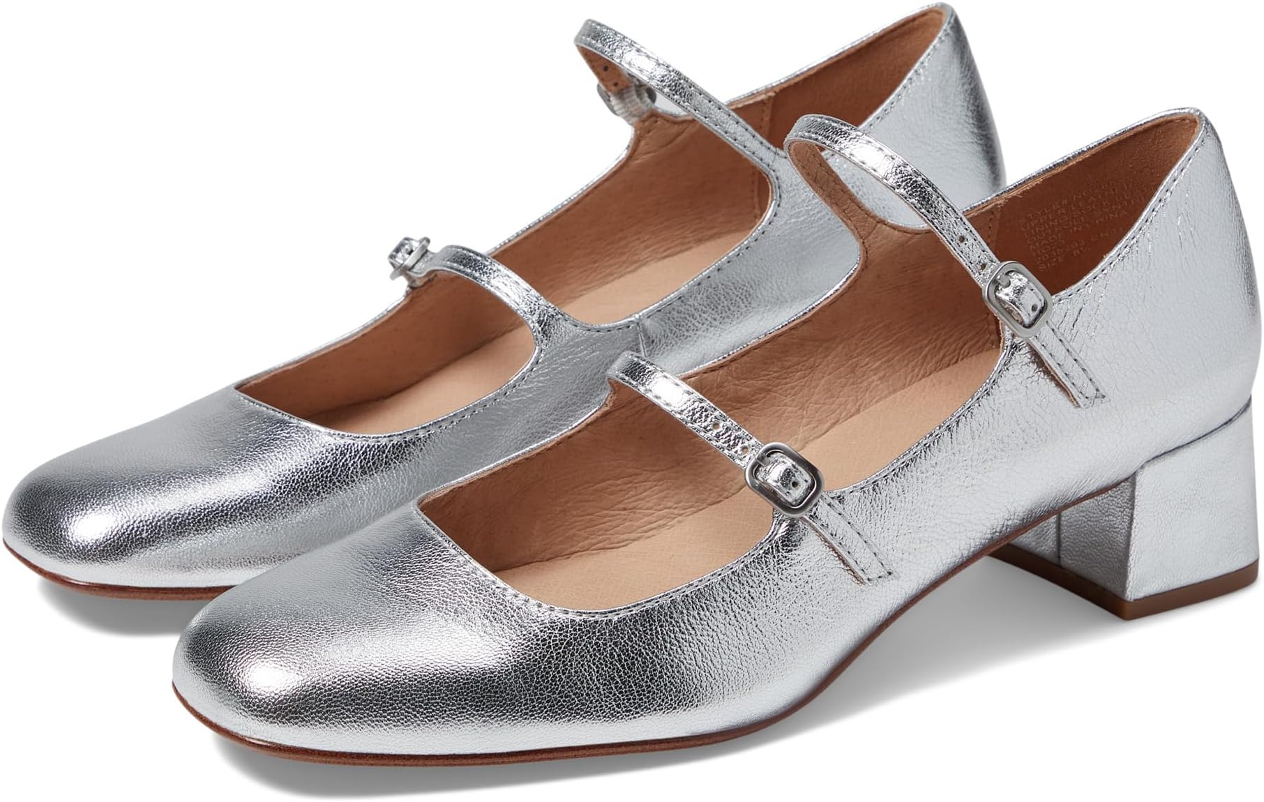 Туфли Madewell The Nettie Heeled Mary Jane in Metallic Leather, цвет Bright Silver