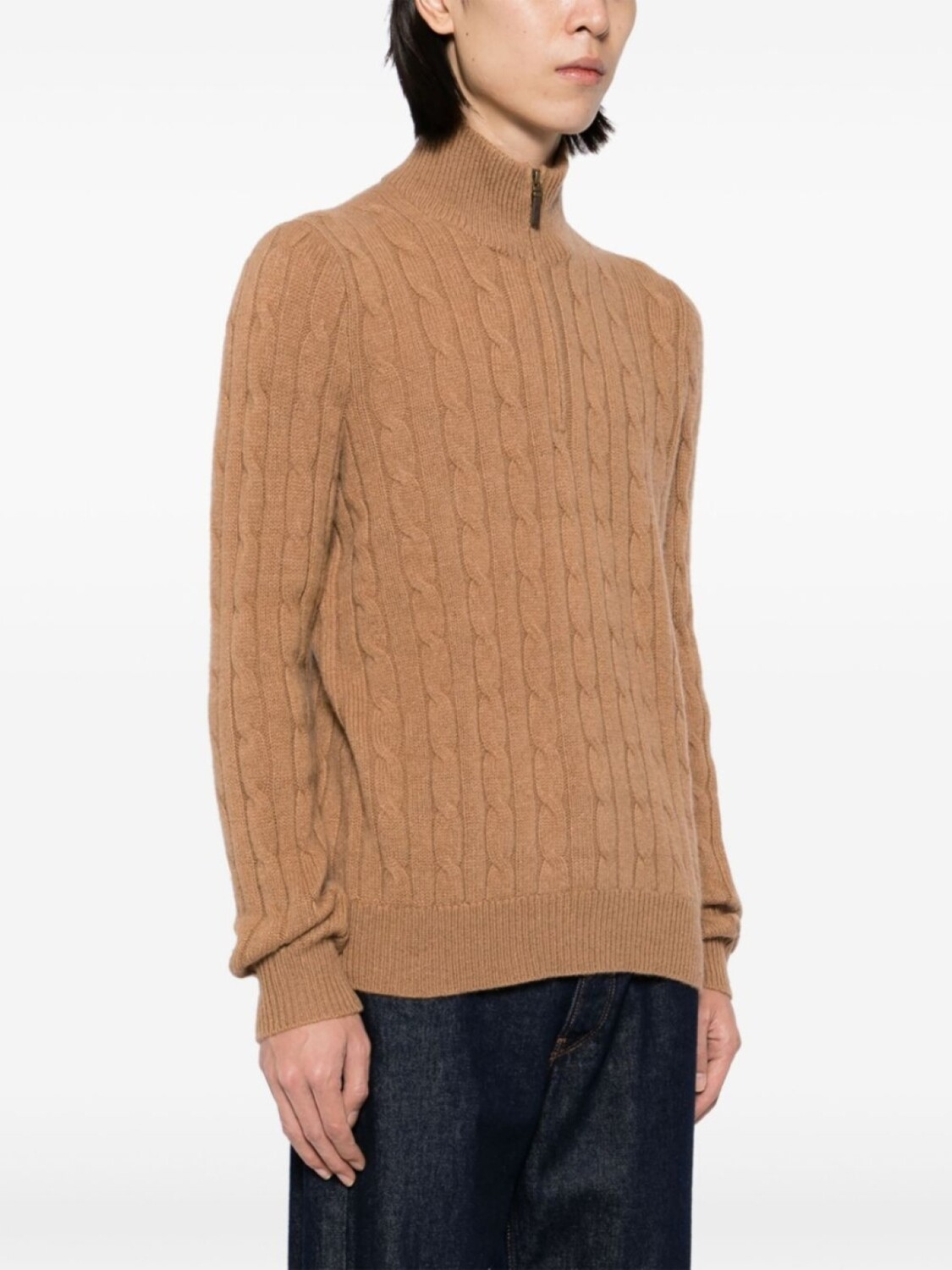 Свитер с застежкой-молнией на четверть длины Polo Ralph Lauren, коричневый — фото 3