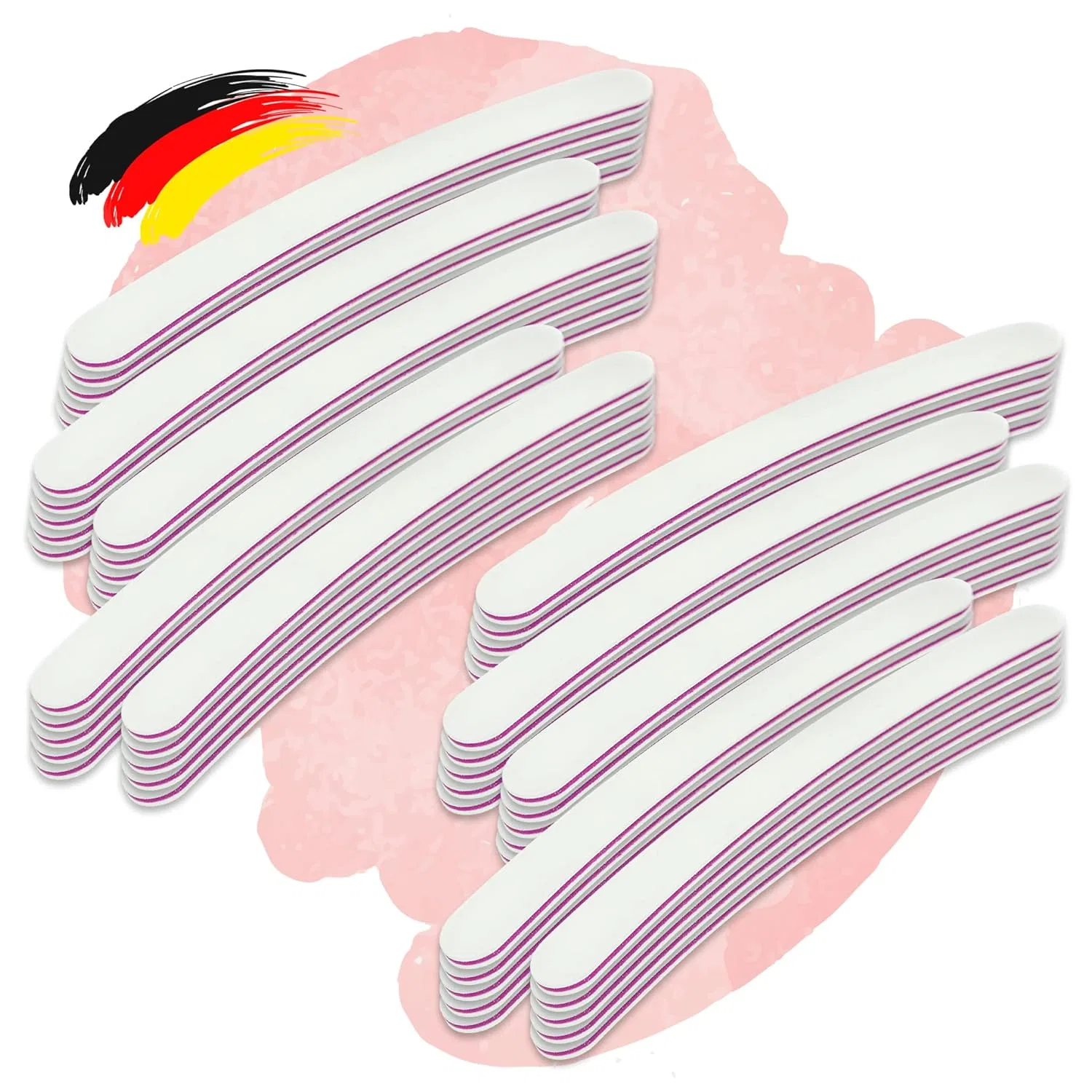 Набор профессиональных пилок для ногтей 100/100 White Curved, 50 шт. Nd24 Naildesign, Curved