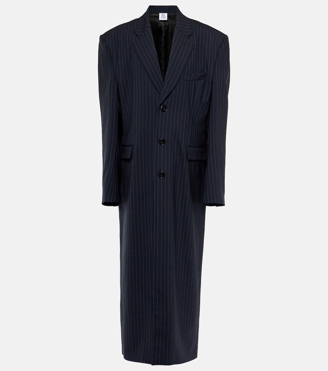 

Шерстяное пальто свободного кроя в тонкую полоску Vetements, Navy Pinstripe