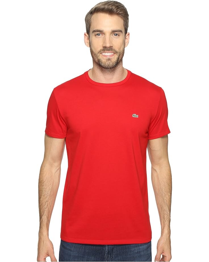 

Футболка Lacoste Short-Sleeve Pima Jersey Crewneck, красный