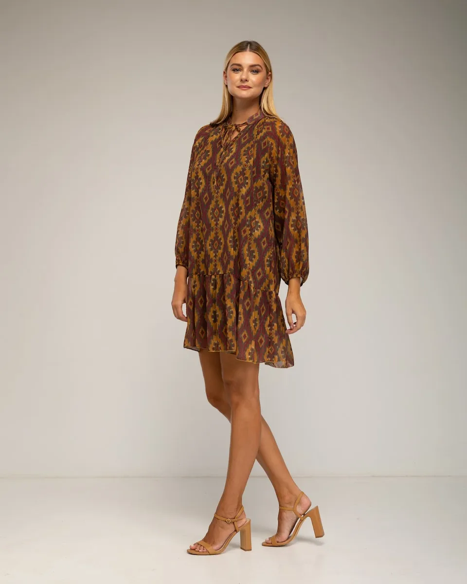 

Платье с геометрическим принтом и расклешенным подолом Tantra, оранжевый